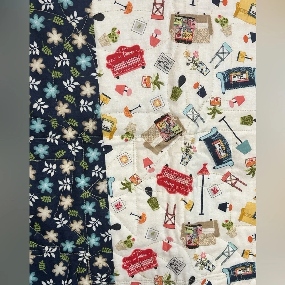 NEW HANDMADE QUILT 42”x58” WITH 3D DETAILS VERY HOMEY BEAUTIFUL WALL HANGING